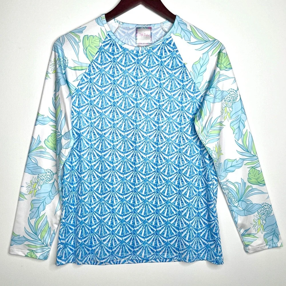 Stella Parker Long Sleeve Rash Guard Small Hawaiian Floral UPF 30+ Surf Swim Top